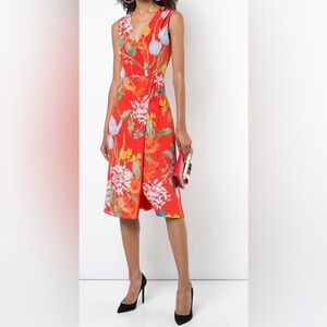 Alice + Olivia Red Floral Silk Dress